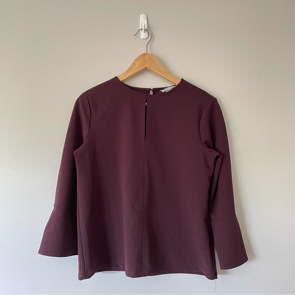 H&M | plum blouse with flare sleeves